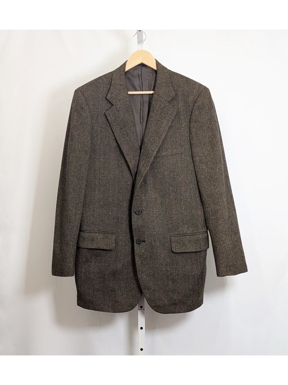 Tom James Blazer Sport Coat Jacket Brown Tweed Wool Bespoke Men's Size 40L